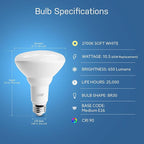 Feit Electric BR30/927CA/AG 65W Equivalent WiFi Dimmable, No Hub Required, Alexa Google Assistant BR30 Smart LED Light Bulb, 5" H x 3.72" D, 2700K Soft White