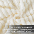 Richave Cuddly Blanket Twin Size,Premium Lightweight Anti-Static Fluffy Fleece Blanket with Striped Pattern for Twin/Twin XL Extra Long Bed, 66x90 Inches,Cream