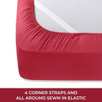 Mellanni RV Short Queen Sheets - 4 PC Iconic Collection Bedding - Hotel Luxury, Extra Soft, Cooling Bed Sheets - Deep Pocket up to 10 inch (RV/Short Queen, Brick Red)