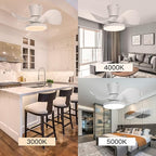 ocioc Quiet Ceiling Fan with LED Light 22 inch Large Air Volume Remote Control for Kitchen Bedroom Dining Room Patio