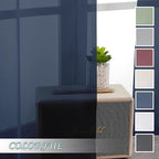 Chyhomenyc Voile Sheer Curtain Panels 45in Long 2 Pack, Short Bathroom Window Curtains for Small Window/Living Room/Guest Room/Basement, Airy Light Filtering Drapes, 42W x 45L inch, Navy Blue