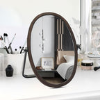 Vanity Table Makeup Mirror-Desk Small Standing Vintage Mirrors 360° Adjustable Rotation, Bronze Wood Framed for Dressing Table,Bedroom, Bathroom,Tabletop,Antique,Desktop 11.8'' x 7.8''