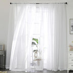 OWENIE White Sheer Curtains 120 Inches Long 2 Panels Set, Airy Lightweight Sheer White Curtains for Living Room Bedroom, Farmhouse Voile Filmy Rod Pocket Curtain Drapes, 2 Pcs, Each 59" Wx120 L Inch