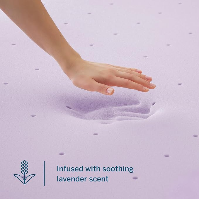 LUCID 3 Inch Lavender Infused Memory Foam Mattress Topper, King Size – Ventilated Design – Pressure Relieving Bed Topper - Mattress Pad – CertiPur Certified