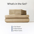 King 6 Piece Sheet Set - Comfy Breathable & Cooling - Ultra Soft Hotel Luxury Bedding Set w/ 8-16 Inch Deep Pockets - 1 Flat & 1 Fitted Sheet & 4 Pillowcases - Wrinkle Free & Easy Care - Heathered Tan