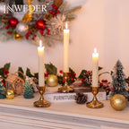 Gold Taper Candle Holder Vintage: Small Candlestick Holders Metal Candle Sticks Holder Decor Antique Decoration for Dinning Table Mantel Wedding Centerpieces Christmas Party Set of 6