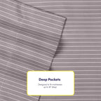 Cal King Size Bed Sheets - 6 Piece 1500 Supreme Collection Fine Brushed Microfiber Deep Pocket California King Sheet Set Bedding - 2 Extra Pillow Cases, Great Value, California King, Pinstripe Gray