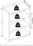 Furinno GEHRY Book Shelf, 3-Tier Bookshelf, Bookcase with Adjustable Shelves, 11.6 x 24.8 x 31.6, for Living Room, Bedroom, Home Office, Blackwood