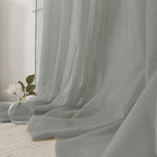 HUTO Sage Grey Sheer Window Curtains 108 Inches Long for Bedroom Girls Rod Pocket Window Sheer Panels Drapes 2 Panels Curtains for Living Room Canopy Bed Nursery