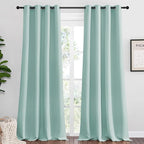 NICETOWN Aqua Blue Blackout Curtains 96" Long for Office, Dining Room, Guest Room, Sound Reducing Heat and Cold Block Curtain Panels for Modern Room Decorative (55" Wide by 96" Long, 2 Pieces)
