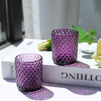 Woho 12pcs Purple Votive Candle Holders, Glass Tealight Candle Holder for Vintage Halloween Party Decor, Tea Lights Candle Holder for Wedding Engagement Table Centerpiece