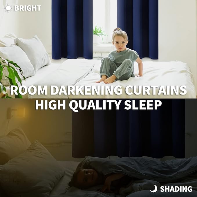 BGment Blackout Curtains for Bedroom - Grommet Thermal Insulated Room Darkening Curtains for Living Room, Set of 2 Panels (38 x 54 Inch, Navy Blue)