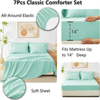 CozyLux Full Size Comforter Sets Mint Green - 7 Pieces Bed in a Bag Full, Luxury Soft Bed Set for All Seasons, Bedding Set with Down Alternative Comforter, Sheets, Pillowcases & Shams