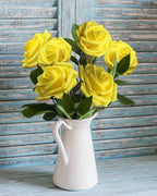 JOYLEX Artificial Flowers Realistic Roses, 25pcs Real Looking Fake Roses with Stem for DIY Wedding Bouquets Centerpieces Bridal Shower Party Home Romantic Decorations (Yellow)
