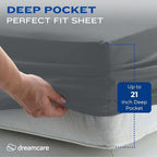 DREAMCARE King Size Sheets Set – 4 pcs Cooling Sheets – up to 21” Deep Pocket King Sheet Set – Hotel Luxury Sheets & Pillowcases – Superior Softness 100% Fine Microfiber with Side Pocket – Dark Gray