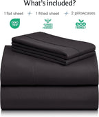 LuxClub 6 PC Queen Sheet Set, Breathable Luxury Bed Sheets, Deep Pockets 18" Wrinkle Free Cooling Sheets Machine Washable Hotel Bedding Silky Soft - Black Queen