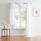 Warm Home Designs Standard Length White Sheer Window Scarf. Valance Scarves are 54 X 144 Inches. Great As Wedding Arch Draping Fabric, Bed Canopy Or for Decorative Project. AM White 144"