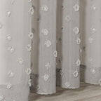 MYSKY HOME Grey Sheer Short Curtains with Pom Pom for Small Windows Bedroom Nursery Kids Girls Room Curtains Cafe Kitchen Light Filtering Boho Drapes, Rod Pocket,52x 45 Inches, 2 Panels