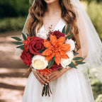 AmyHomie Orange Artificial Flowers Combo Silk Mix Peony Rose Hydrangea Fake Flowers w/Stem for DIY Wedding Bouquets Centerpieces Arrangements Table Fall Decor Party Bridal Baby Shower Home Decorations