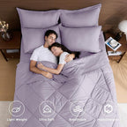 HEVUMYI Full Purple Comforter Set - 7-Piece All Season Bed in a Bag Full, Ultra Soft Bedding Set with Comforter, Flat Sheet, Fitted Sheet, Pillowcases, Pillow Shams, Lavender Purple