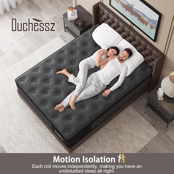 King Mattress, 10 Inch Hybrid Mattresses Black with Gel Memory Foam and Individually Pocket Innerspring Euro Top Medium Firm for Motion Isolation, Edge Support, 100 Night Trial