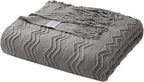 BOURINA Dark Grey Throw Blanket 50 x90 Inches Throw Textured Solid Soft Sofa Throw Bed Runner Couch Cover Knitted Decorative Blanket Bed Runner