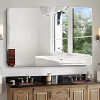 Frameless Bathroom Mirror for Over Sink,Wall Mounted Vanity Mirrors 13x18in,Rounded Rectangle Mirror Frameless with Polished Edge for Bedroom,Living Room,Entryway,Shatterproof (Horizontal/Vertical)