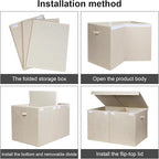 popoly 122L Large Toy Box Chest with Lid, Foldable Toy Storage Organizer Bin Boxes with Removable Divider for Kids, Boys, Girls, Nursery, Playroom, 26"x17" x17" (Linen Beige)