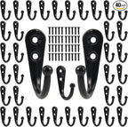 Wall Hooks for Hanging, 40 Pack Black Small Coat Hooks with 80 Screws, Heavy Duty Single Prong Wall Hooks for Keys, Cups,Towels,Bag and More