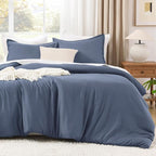 Litanika Comforters Bluish Grey California King Size, 3 Pieces Lightweight Solid Bedding Set & Collections, All Season Fluffy Bed Set (104x96In Comforter & 2 Pillowcases)