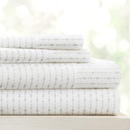 Linen Market Double-Brushed Patterned Microfiber Twin Sheet Set 3 Piece – Oeko-TEX Certified Ultra Soft & Wrinkle-Free - 16" Deep Pocket Sheets - Easy Care Twin Size - Beaded Arrows Light Gray