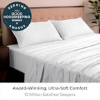 Mellanni King Sheets Set - 4 PC Iconic Collection Bedding - Hotel Luxury, Extra Soft, Cooling Bed Sheets - Wrinkle, Fade, Stain Resistant (King, White)
