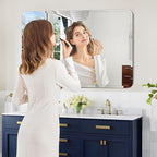 Frameless Bathroom Mirror for Over Sink,Wall Mounted Vanity Mirrors 24x32in,Rounded Rectangle Mirror Frameless with Polished Edge for Bedroom,Living Room,Entryway,Shatterproof (Horizontal/Vertical)
