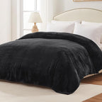 Exclusivo Mezcla Fleece Bed Blanket King Size, Super Soft and Warm Blankets for Couch, Sofa and Bed Waffle Textured, Cozy, Fuzzy and Lightweight (Black, 90x104 Inches)