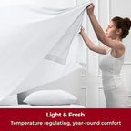 Mellanni Split King Sheets Set - 5 PC Iconic Collection Bedding - Hotel Luxury, Extra Soft, Cooling Bed Sheets - Wrinkle, Fade, Stain Resistant (Split King, White)