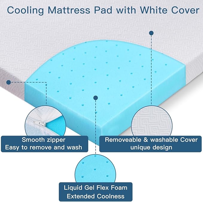 Airensky 3 Inch Memory Foam Mattress Topper,Cooling Gel Infused High Density Twin(39"x75") Topper with Removable Skin-Friendly Cover,Bed Topper for Pressure Relief Back Pain, CertiPUR-US Certified
