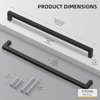 goldenwarm 100 Pack 10 Inch Black Cabinet Handles Matte Black Drawer Pulls Stainless Steel Cabinets Hardware Square Bar Modern for Kitchen Bathroom Cupboard