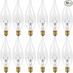 E12 Candle Light Bulbs 60W, Dimmable Warm White 2700K Chandelier Light Bulbs for Ceiling Fan or Pendants, CA10 Clear Candelabra Gold Base Bulbs, 12 Pack