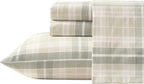 Laura Ashley - Flannel Sheets King Size, Anti-Pilling & Wrinkle Resistant Cotton, Touchably Soft for All-Season Comfort - Bed Sheets with Matching Pillowcases & Fitted Sheet (Mulholland Plaid Green)