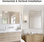 USHOWER 2-Pack Frameless Bathroom Mirrors for Over Sink, 24x36 Inch Rectangular Bathroom Mirrors with Rounded Corner, Shatterproof Mirror for Vanity, Bedroom, Entryway Upgraded & Remodel