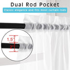 OVZME White Sheer Window Curtains 144 inch Extra Long 2PCS, Airy Scarf Drapes Backdrop Translucent Window Treatments for Canopy Bed/Wedding/Living Room/Bedroom/Anniversary, 12FT L