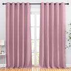 NICETOWN Crystal Pink Room Darkening Sliding Door Curtains, Window Treatment Thermal Grommet Voice Reducing Drapes for Living Room/Bedroom, Set of 2, W66 x L102