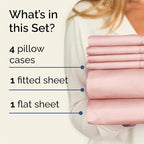 Queen Sheets Set 6 Piece - Bed Sheets Queen Size - Soft Hotel Luxury Bedding - Cooling, Comfy & Breathable - 1 Flat & 1 Fitted and 4 Pillowcases with Deep Pockets - Wrinkle and Fade Free - Baby Pink