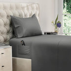 DREAMCARE Twin Sheets - 3pcs Cooling Sheets up to 21' Extra Deep Pocket Twin Bed Sheets - Twin Sheet Set - Soft & Long Lasting 100% Fine Brushed Polyester with Side Pocket - DGray