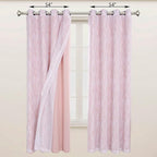 BONZER Mix and Match Curtains - 2 Pieces Branch Print Sheer Curtains and 2 Pieces Blackout Curtains for Bedroom Living Room Grommet Window Drapes, 54x95 Inch/Panel, Blush, Set of 4 Panels
