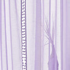 Treatmentex Pom Pom Sheer Curtains for Bedroom 95inches Long Linen Textured Window Voile Drapes Lilac Rod Pocket 1 Pair