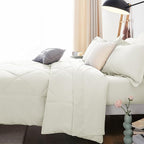 CozyLux Queen Comforter Set Ivory - Bed in a Bag Queen Size 7 Pieces, Luxury Soft Bed Set for All Seasons, Bedding Set with Down Alternative Comforter, Sheets, Pillowcases & Shams