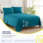 Twin Sheets - Breathable Luxury Sheets with Full Elastic & Secure Corner Straps Built In - 1800 Supreme Collection Extra Soft Deep Pocket Bedding Set, Sheet Set, EXTRA DEEP pocket - Twin, Teal