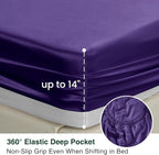 Love's cabin Twin Satin Sheets Sets - 3 Piece Purple Silky Bed Sheets with Deep Pockets, Luxury Silk Feel Satin Twin Size Sheet Set Bedding Set (1 Flat Sheet,1 Fitted Sheet,1 Pillow case)