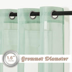 NICETOWN Sage Green Sheer Curtains 54 inch Length, Grommet Voile Sheer Lightweight & Airy Window Treatment with Light Filtering for Kitchen/Nursery, W54 x L54, 2 Panels